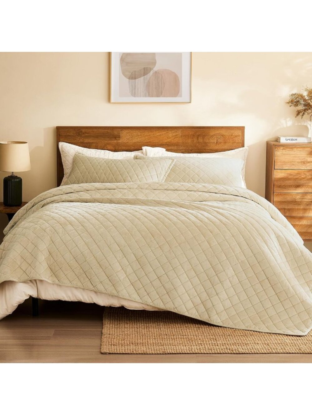 Luxury Velvet King Size Quilt Set - 3-Piece Reversible Bedding Comforter & Shams